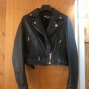 Whistles Rose cropped leather jacket